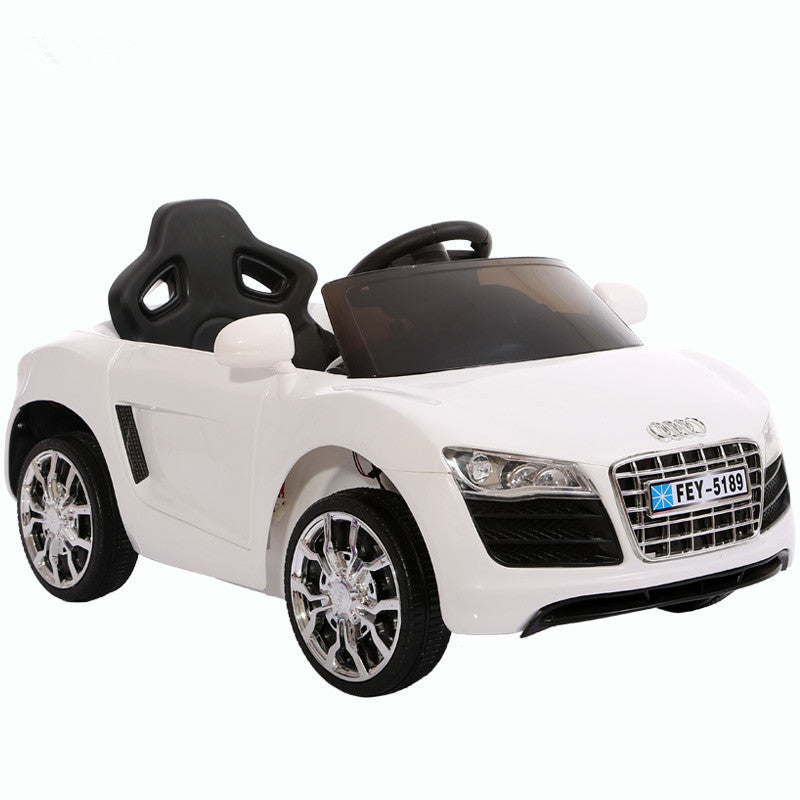 White Electric Ride on Audi style Children's Remote-Controlled Car 6V Side