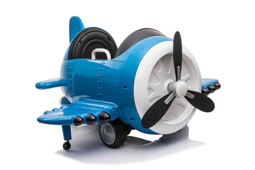 Blue Electric Ride on Warplane Helicopter For Kids Battery Powered 12V