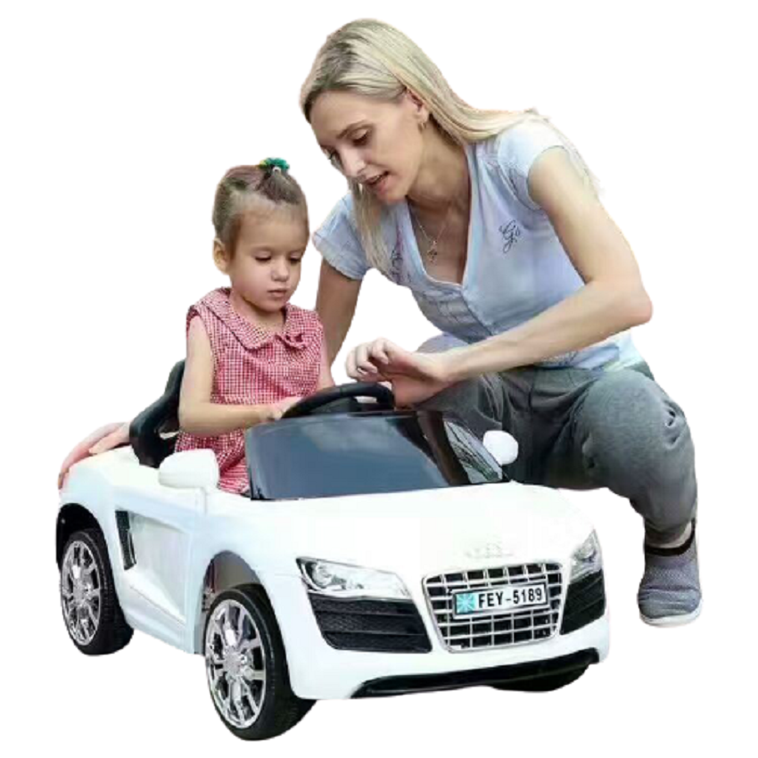 White Electric Ride on Audi style Children's Remote-Controlled Car 6V