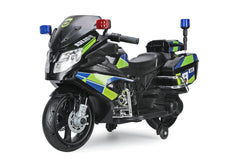 Black Electric Ride on Police Motorcycle Battery Powered Bike for Kids 12V