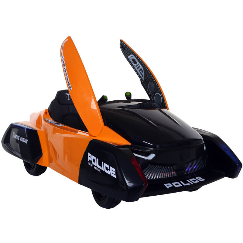 Black and Orange Ride on Police Caparo Battery Operated Kids Swing Car 12V Open Door