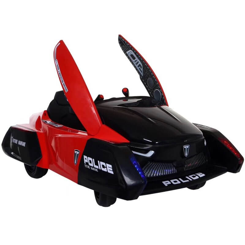 Black and Red Ride on Police Caparo Battery Operated Kids Swing Car 12V Open Door