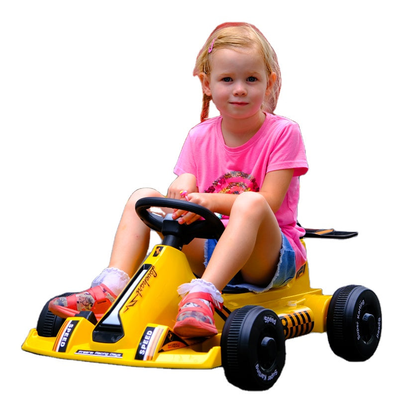 Yellow Electric Ride on Funky Go Kart Buggy For kids 12V