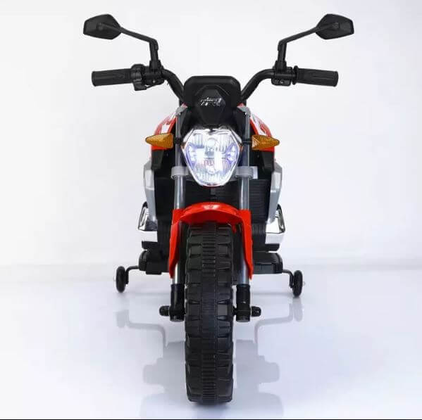 Megastar Ride on 12 v Crossover Electric Motorbike  With Training wheels -Red