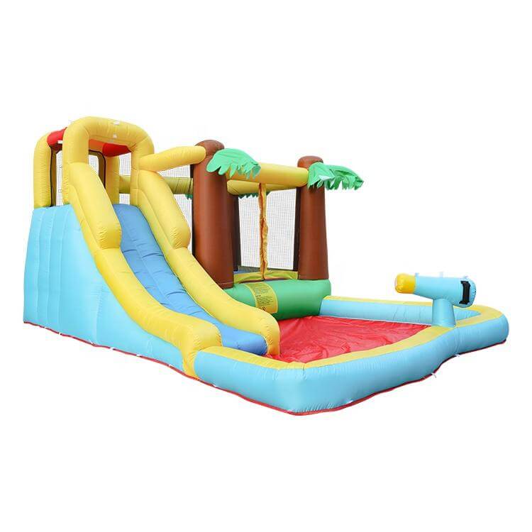 Megastar Inflatable Desert Palm Bounce Slide & Spray Frond House BouncerWith Water Cannon - 3.85 x 2.93 x 1.98 m - MGA STAR MARKETING