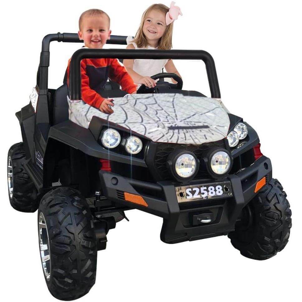 White Ride on Jeep SUV Army Edition Kids  Electric Car 4wd 12V