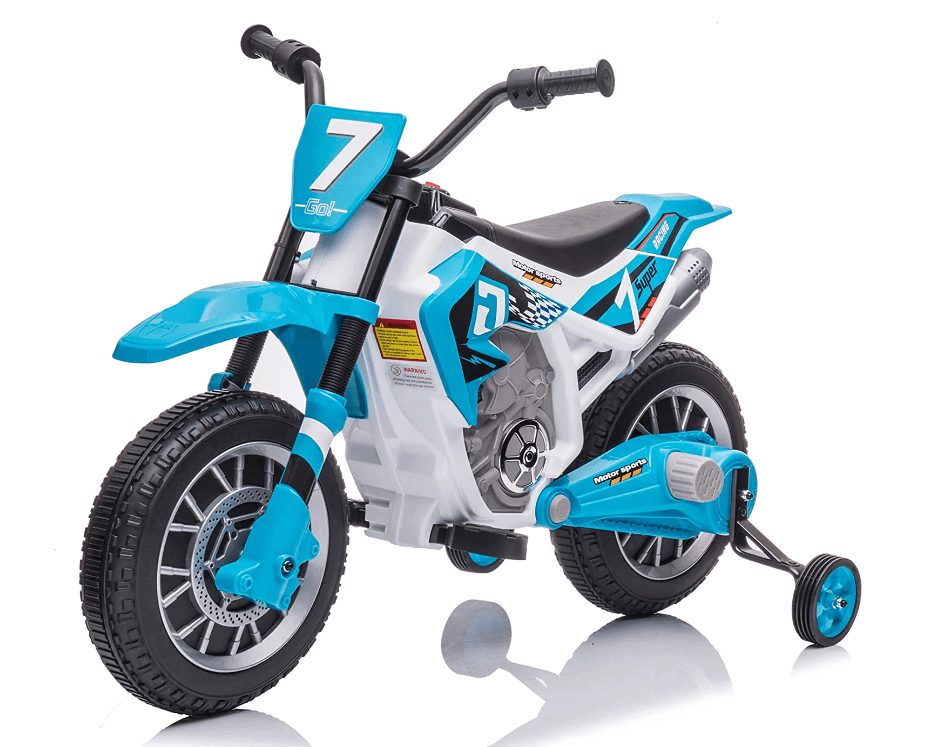 Megastar 12V Kids Motorcycle Electric Dirt Bike Battery Powered Ride On Motorcycle Toy for Toddler - Blue 