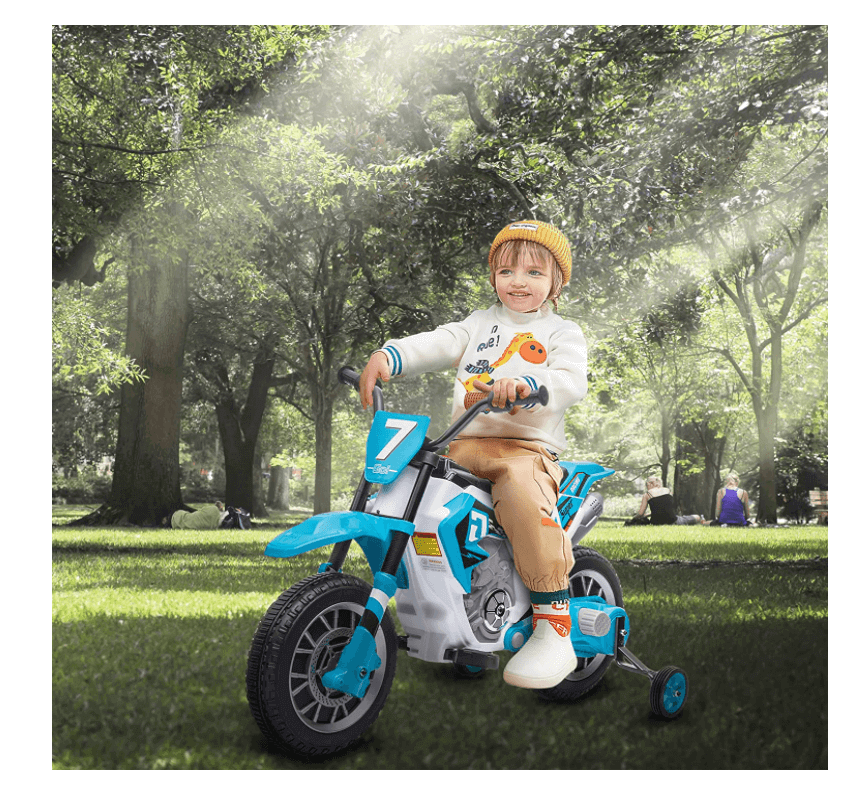 Megastar 12V Kids Motorcycle Electric Dirt Bike Battery Powered Ride On Motorcycle Toy for Toddler  - Blue 