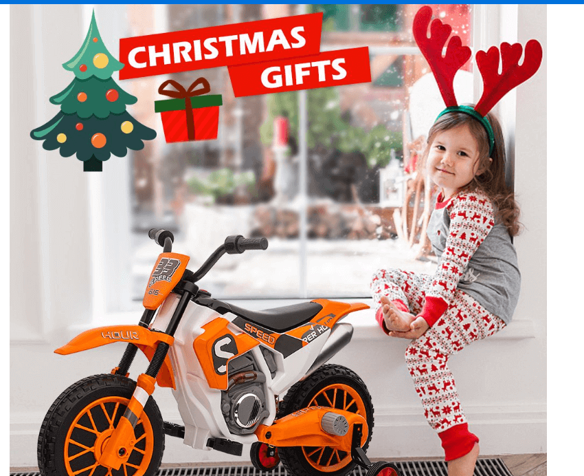 Megastar 12V Kids Motorcycle Electric Dirt Bike Battery Powered Ride On Motorcycle Toy for Toddler - Orange 