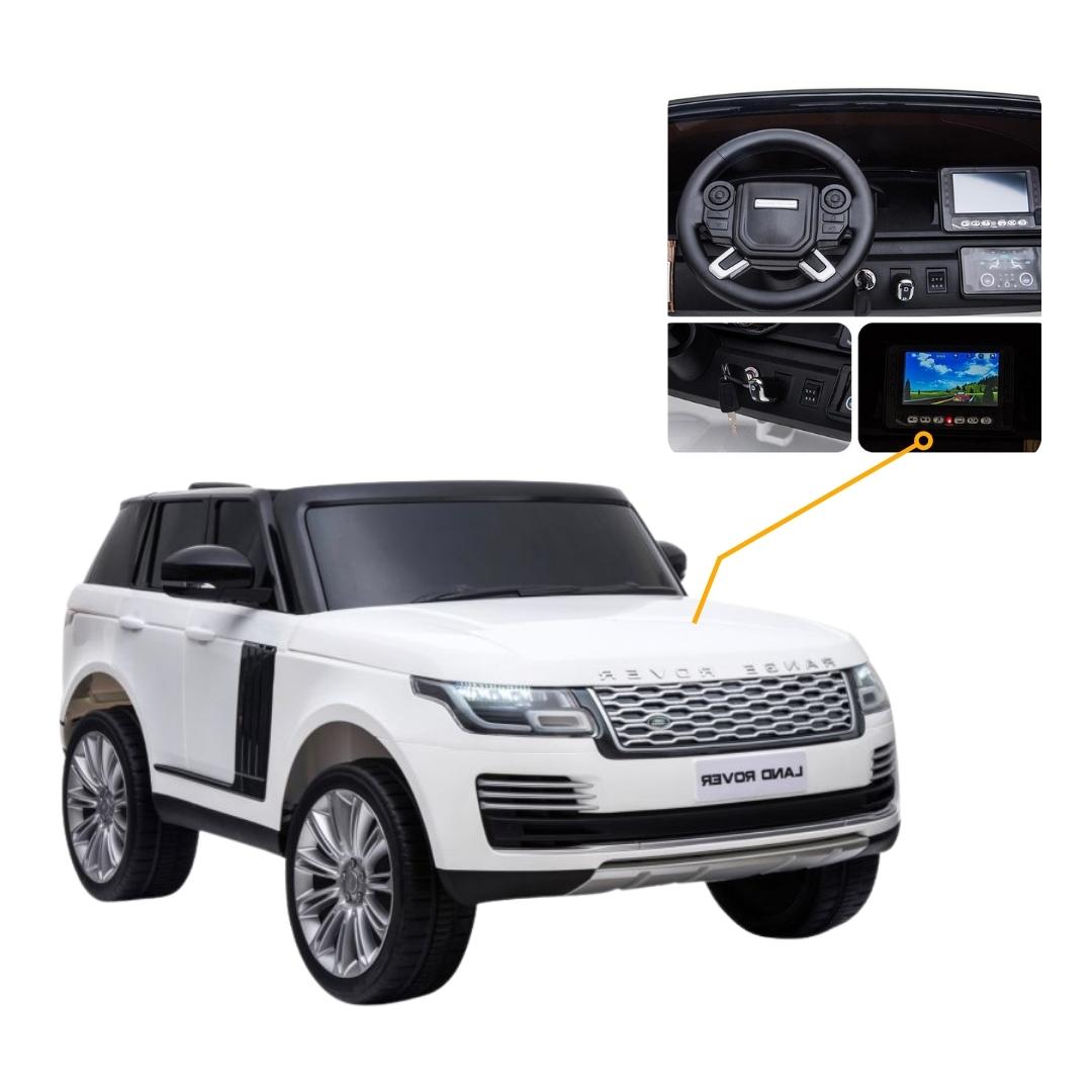White Licensed Ride On Range Rover Vogue LCD SCREEN Car Two Seater for kids 24V