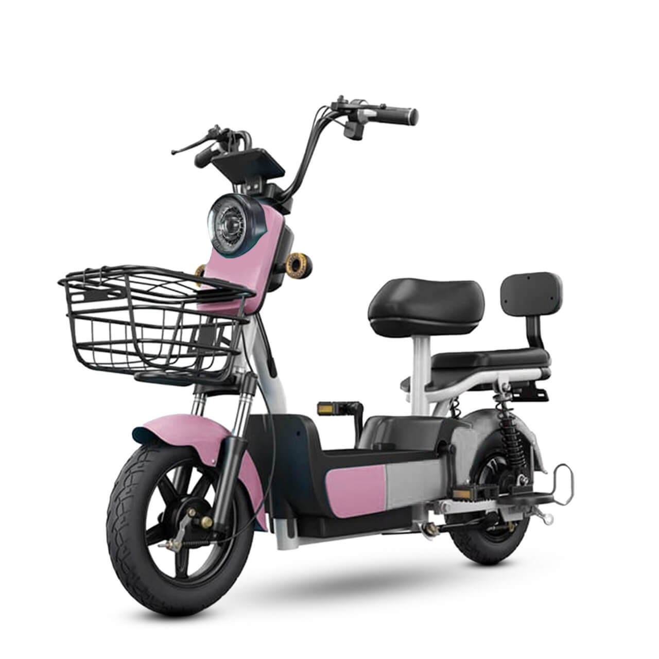 Electric moped 2 seater scooter 48v battery pink  grey
