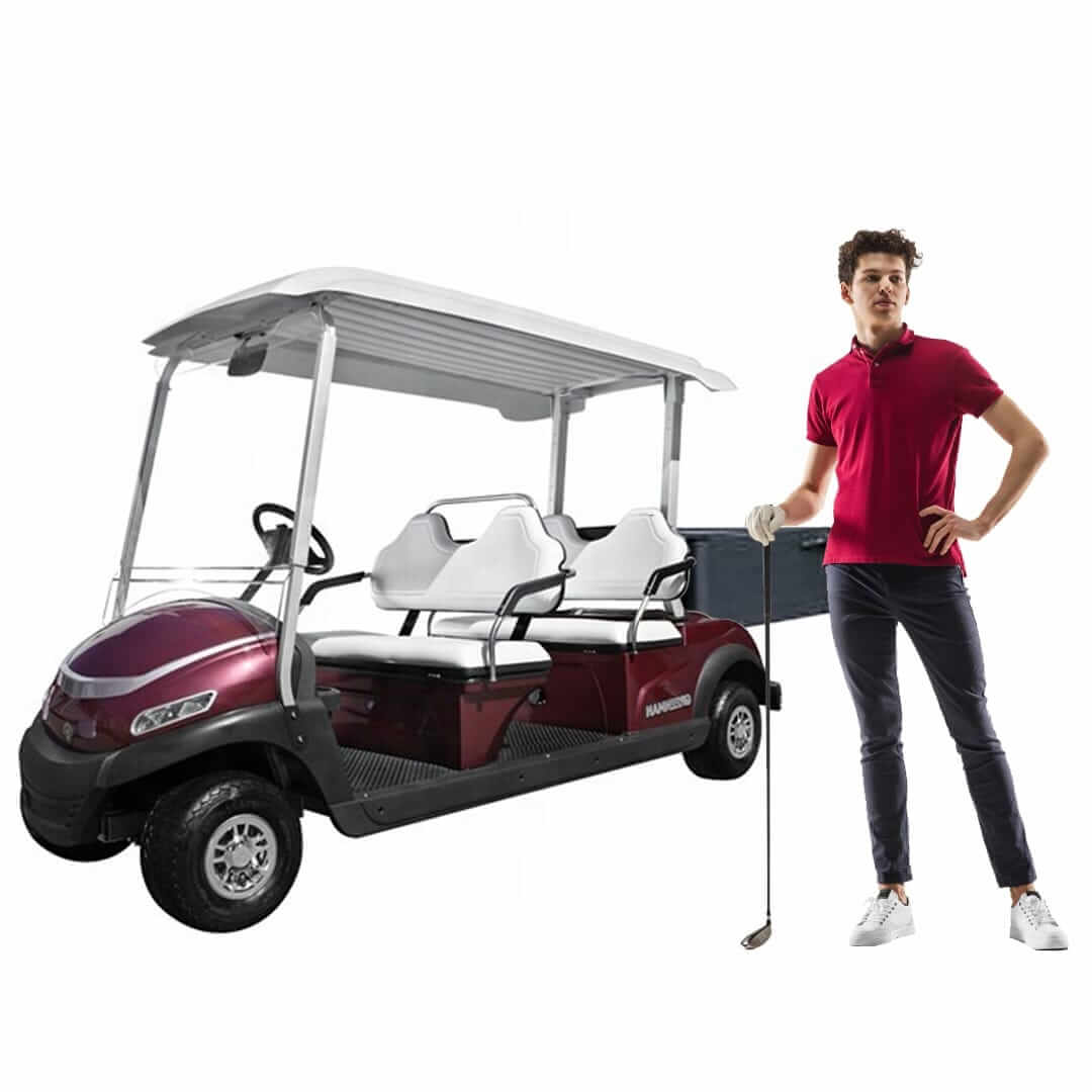 Megastar Golf club car 4 seaters electric golf cart with Cargo Box-Maroon