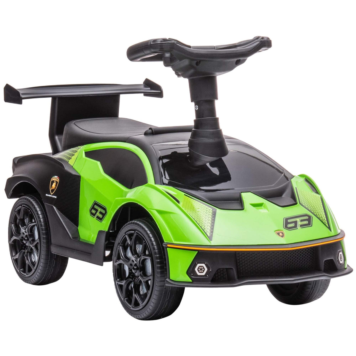 Megastar Ride on  Licensed Lamborghini Signature  Push-Along Stroller with Horn Engine Sound and Steering Wheel-Green