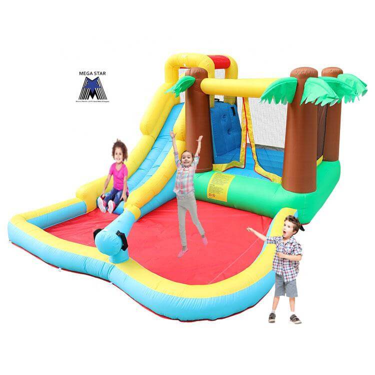 Megastar Inflatable Desert Palm Bounce Slide & Spray Frond House BouncerWith Water Cannon - 3.85 x 2.93 x 1.98 m - MGA STAR MARKETING
