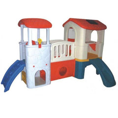 TEENY PLAYHOUSE DOUBLE SLIDE WITH TWIN TOWER WHITE - rafplay