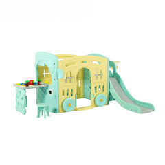 Wheels On The Bus 4 in 1 Activity Playhouse with Slide & Play Table & Chairs - MGA STAR MARKETING 