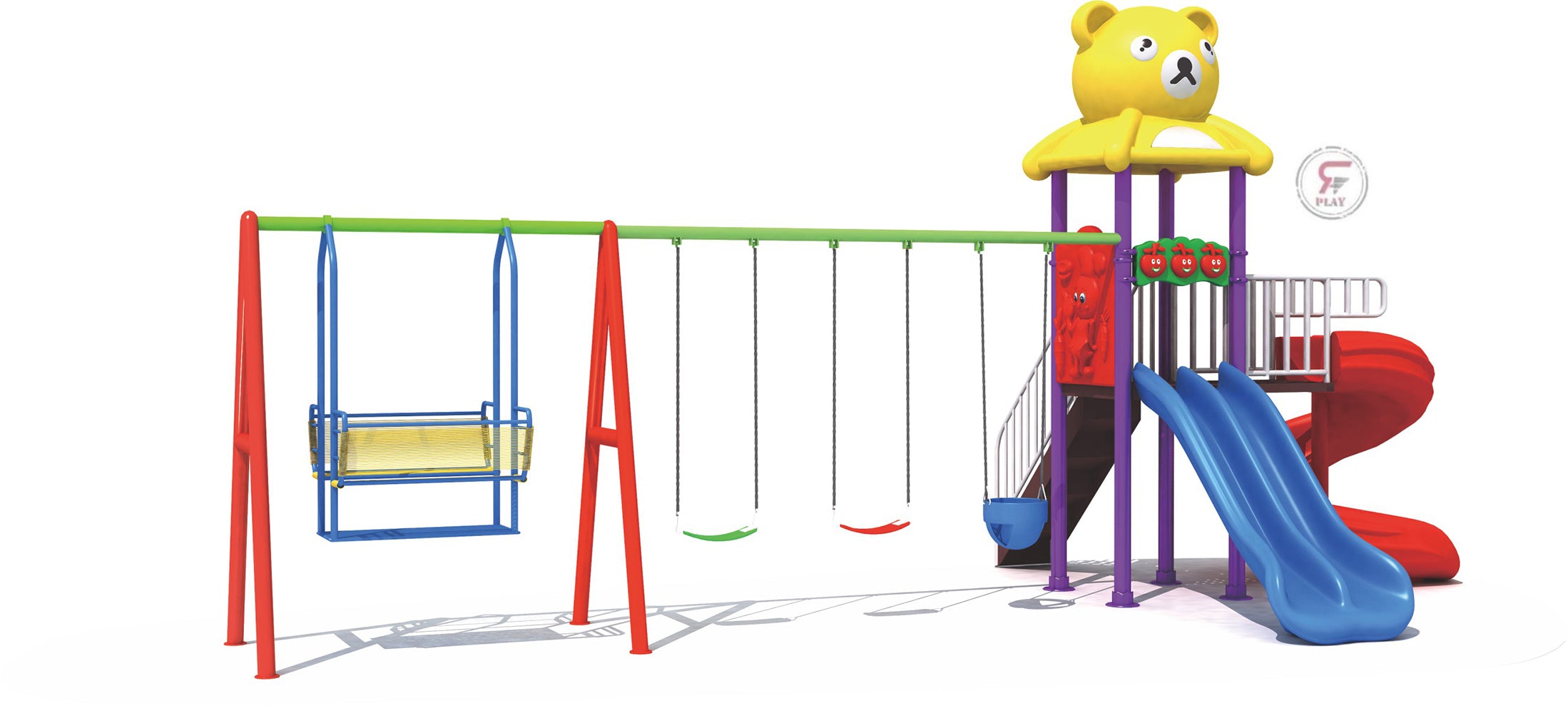 Teddy Bear Swing and Slide Multi Playset for Kids