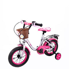 Megawheels 12" inch Metallic Rosy Girls  bicycle with  basket and Back Carrier Including Training Wheels-   ASSORTED - MGA STAR MARKETING 