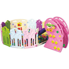 Pink Slide With Colorful Play Pen & Play Balls