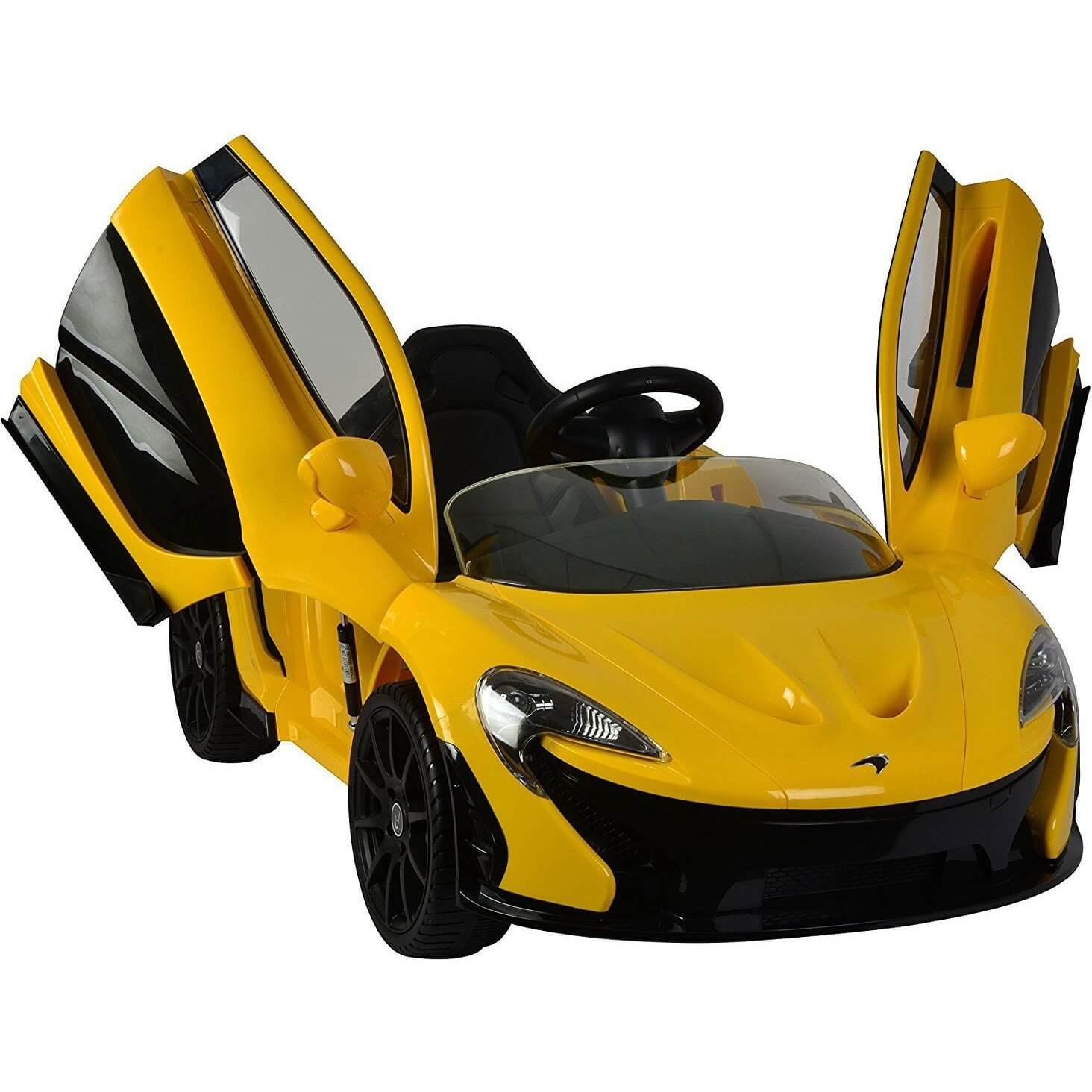 Yellow Licensed Ride on Car Mclaren Car For Kids Battery Operated 12V Open Doors