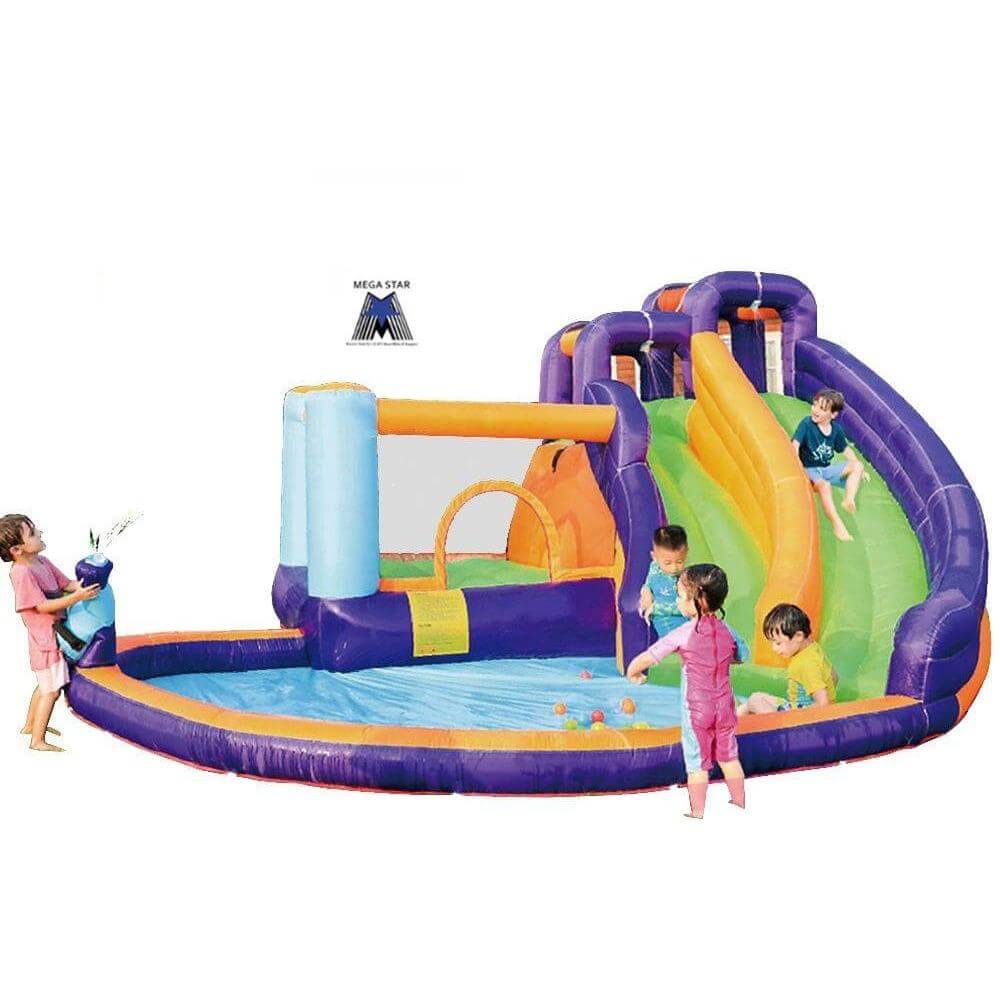 Inflatable Double slide soak and splash bouncer house