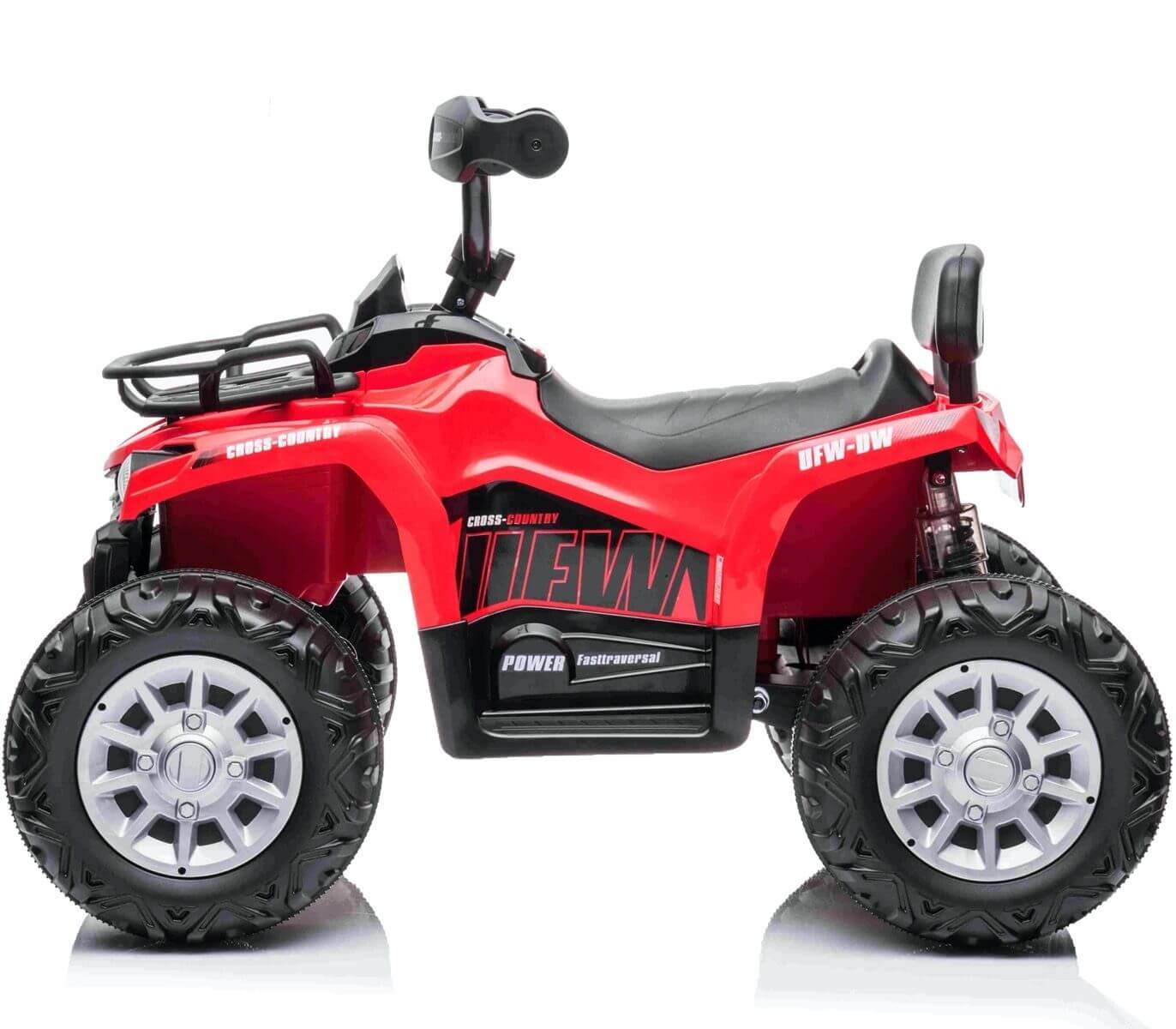 Red Electric Ride On Kids Quad Bike With Leather Seats Mat 12V Side