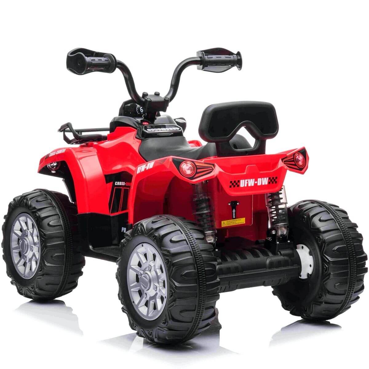 Red Electric Ride On Kids Quad Bike With Leather Seats Mat 12V Back