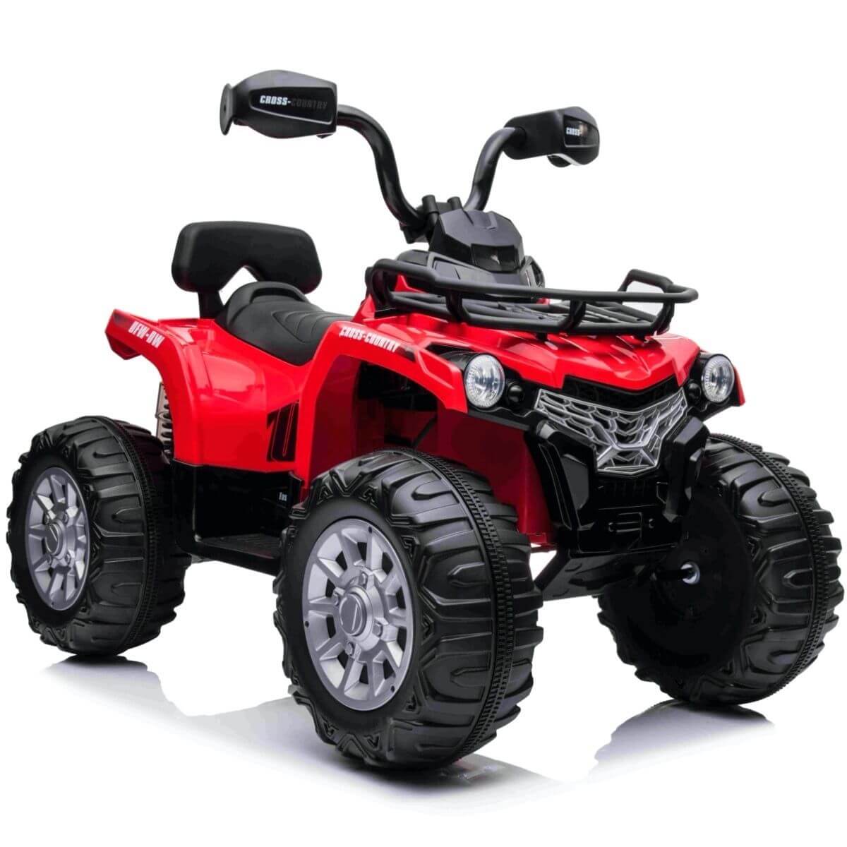 Red Electric Ride On Kids Quad Bike With Leather Seats Mat 12V Front Side