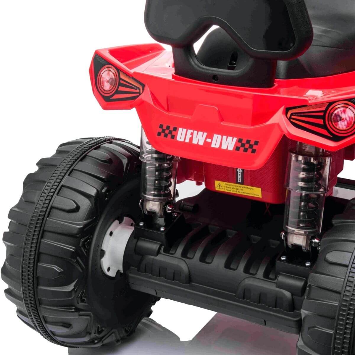 Red Electric Ride On Kids Quad Bike With Leather Seats Mat 12V Back