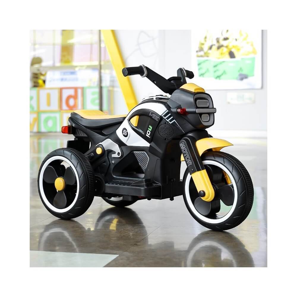 Megastar Ride On 6v Rapid Fire Motorcycle Trike for Kids-Yellow
